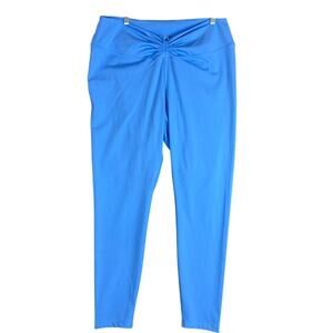 PINK Active Womens Leggings Blue Adjustable Ruched Front Skinny Stretch XXL